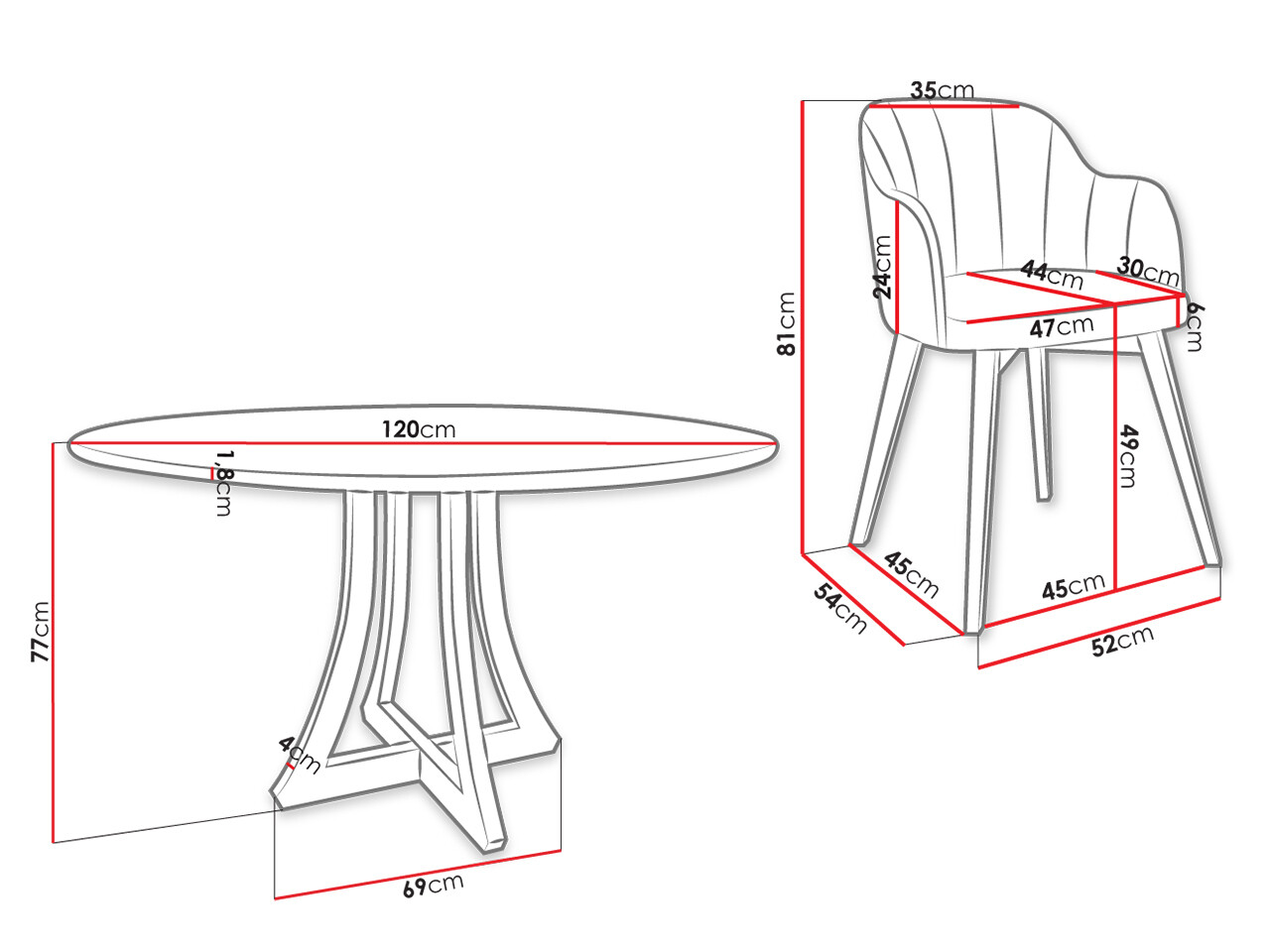 Маса и столове за трапезария Racine 137 (Черен + Baloo 2086)