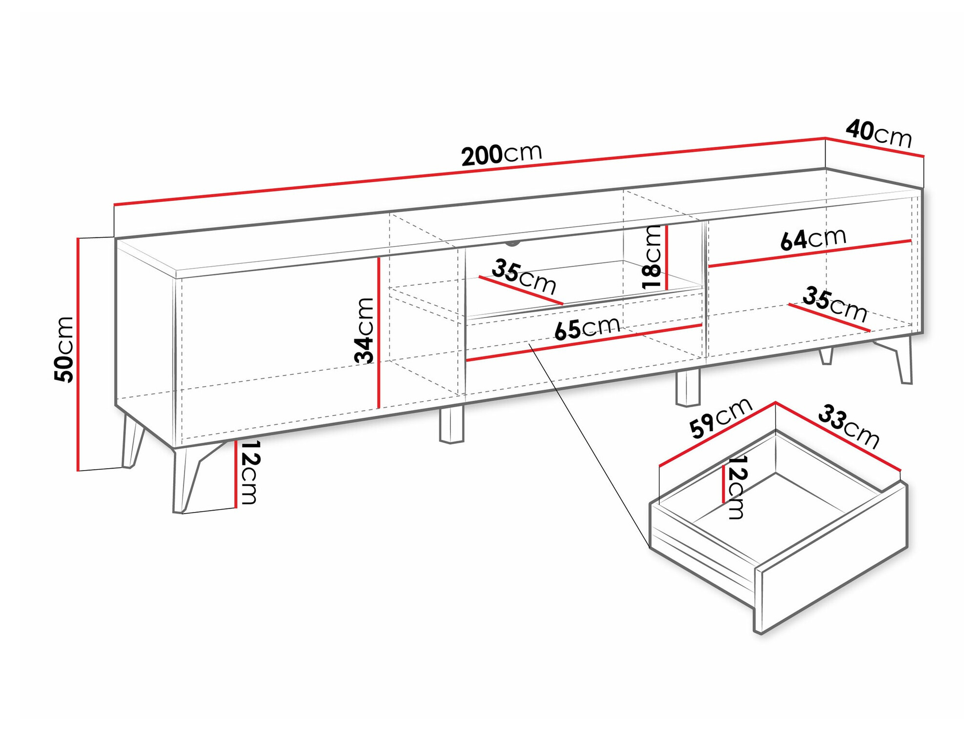 ТВ шкаф Comfivo 490 (Бял + Бял гланц)