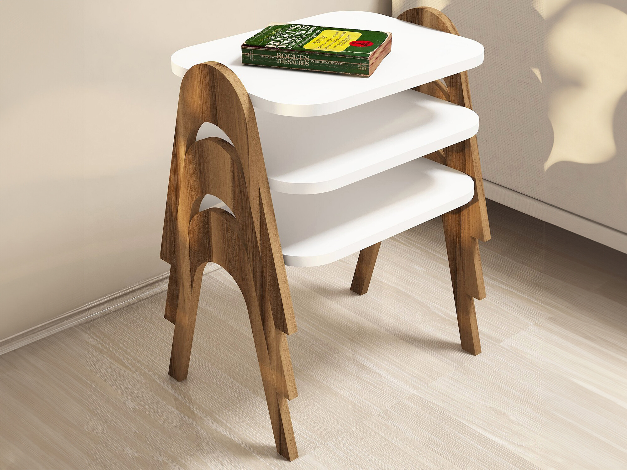 Комплект помощни маси Kailua 1621 (Opex + Бял)