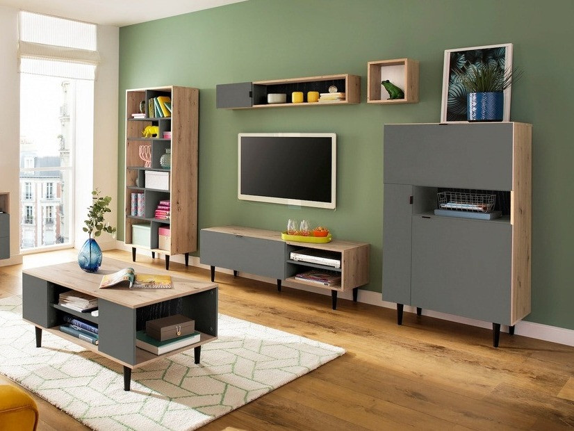 Шкаф Denton 1436 (Сив + Artisan дъб)