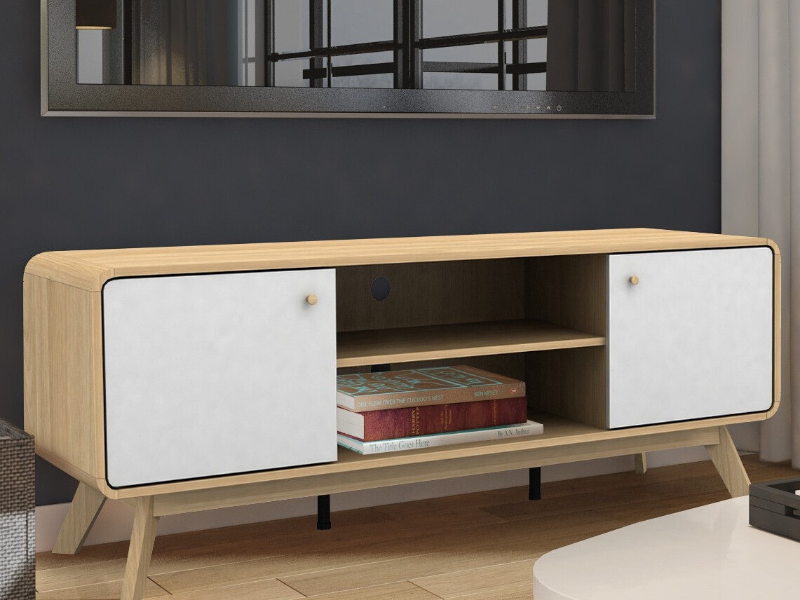 ТВ шкаф Elbtena 107 (Дъб + Бял)