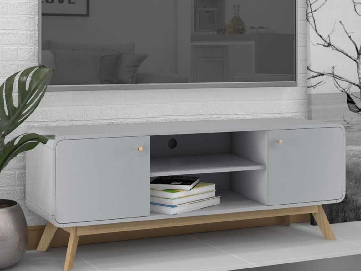 ТВ шкаф Elbtena 107 (Сив + Дъб)