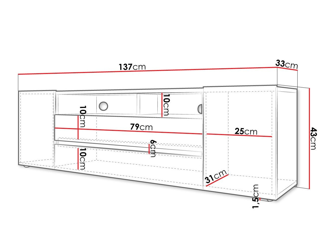 ТВ шкаф Ager (Бял + Бял гланц)