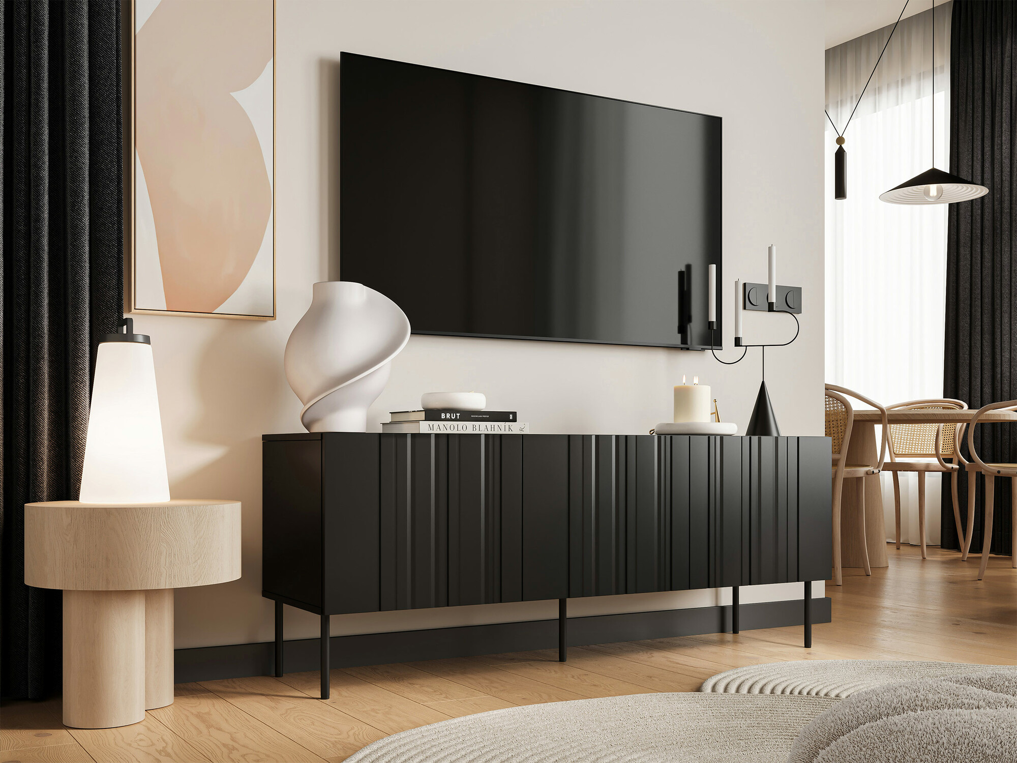 ТВ шкаф Evavese 102 (Черен)