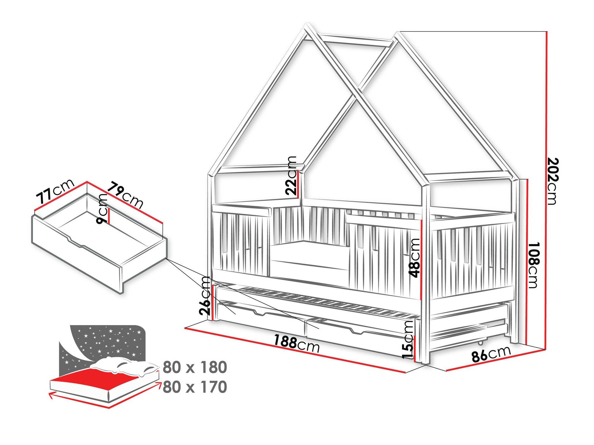 Легло Vista 115 (Бял)