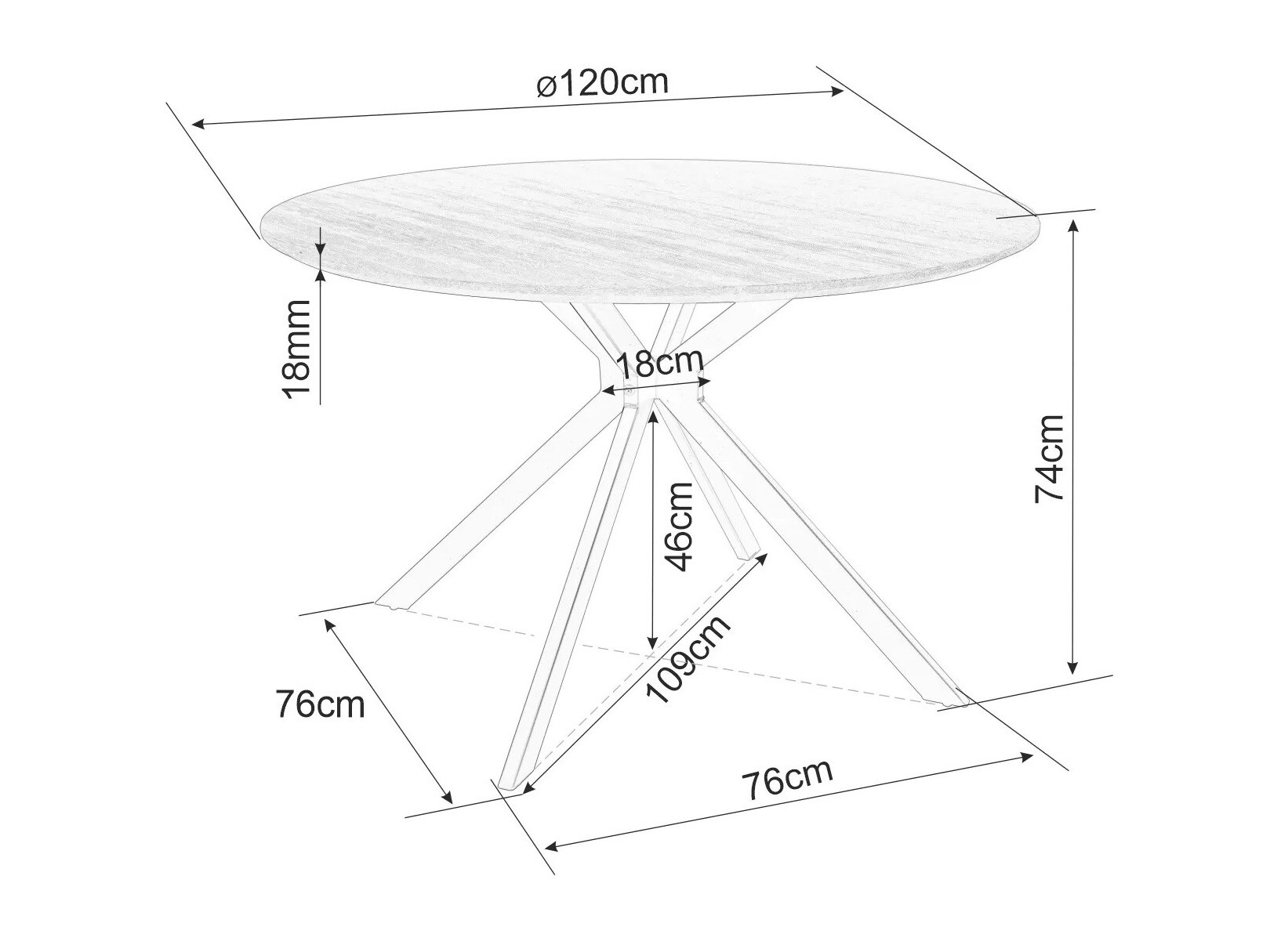 Маса Detroit 285 (Дъб)