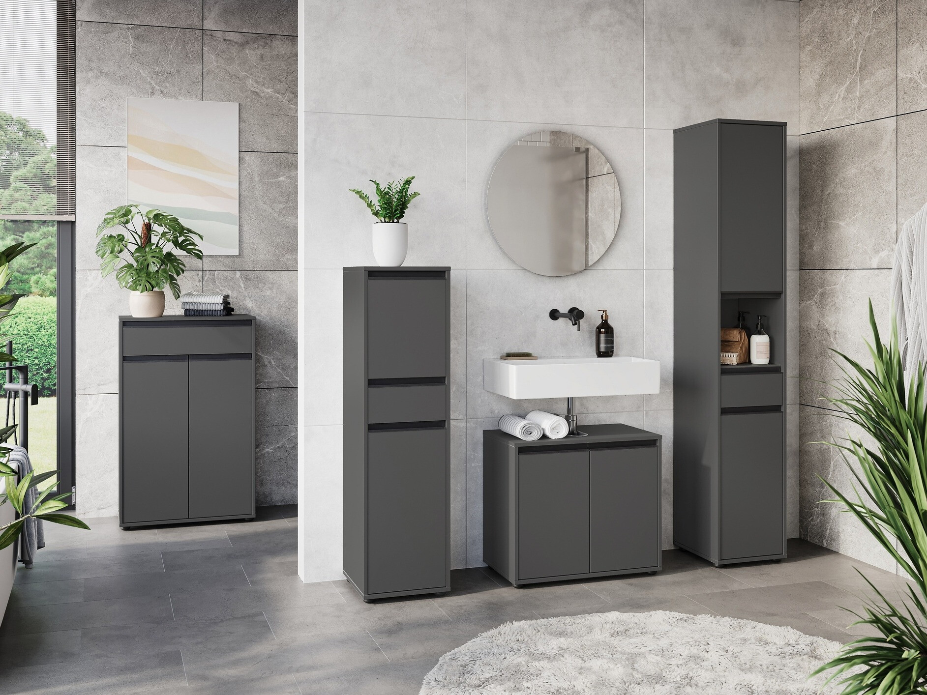 Стоящ шкаф за баня Tensona 101 (Графит)