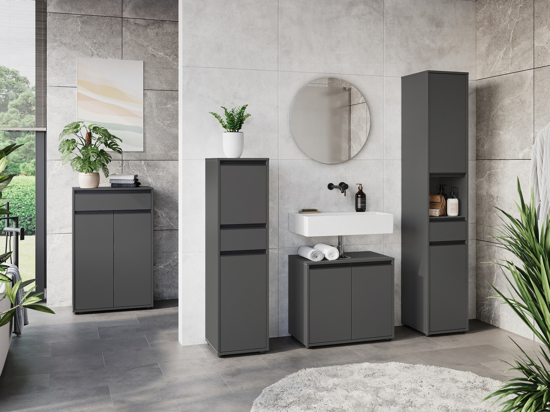 Стоящ шкаф за баня Tensona 103 (Графит)