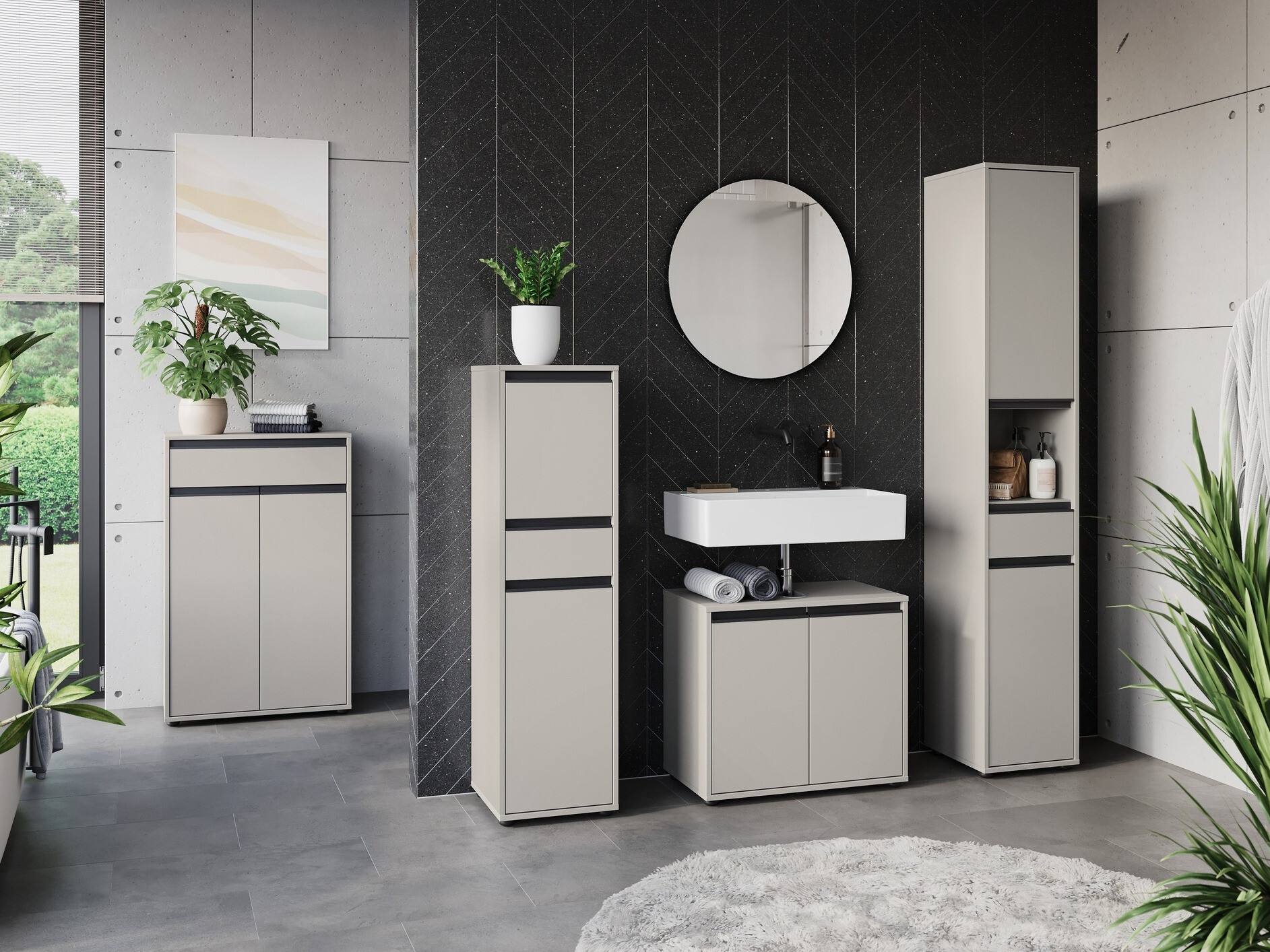 Стоящ шкаф за баня Tensona 103 (Светло сив)