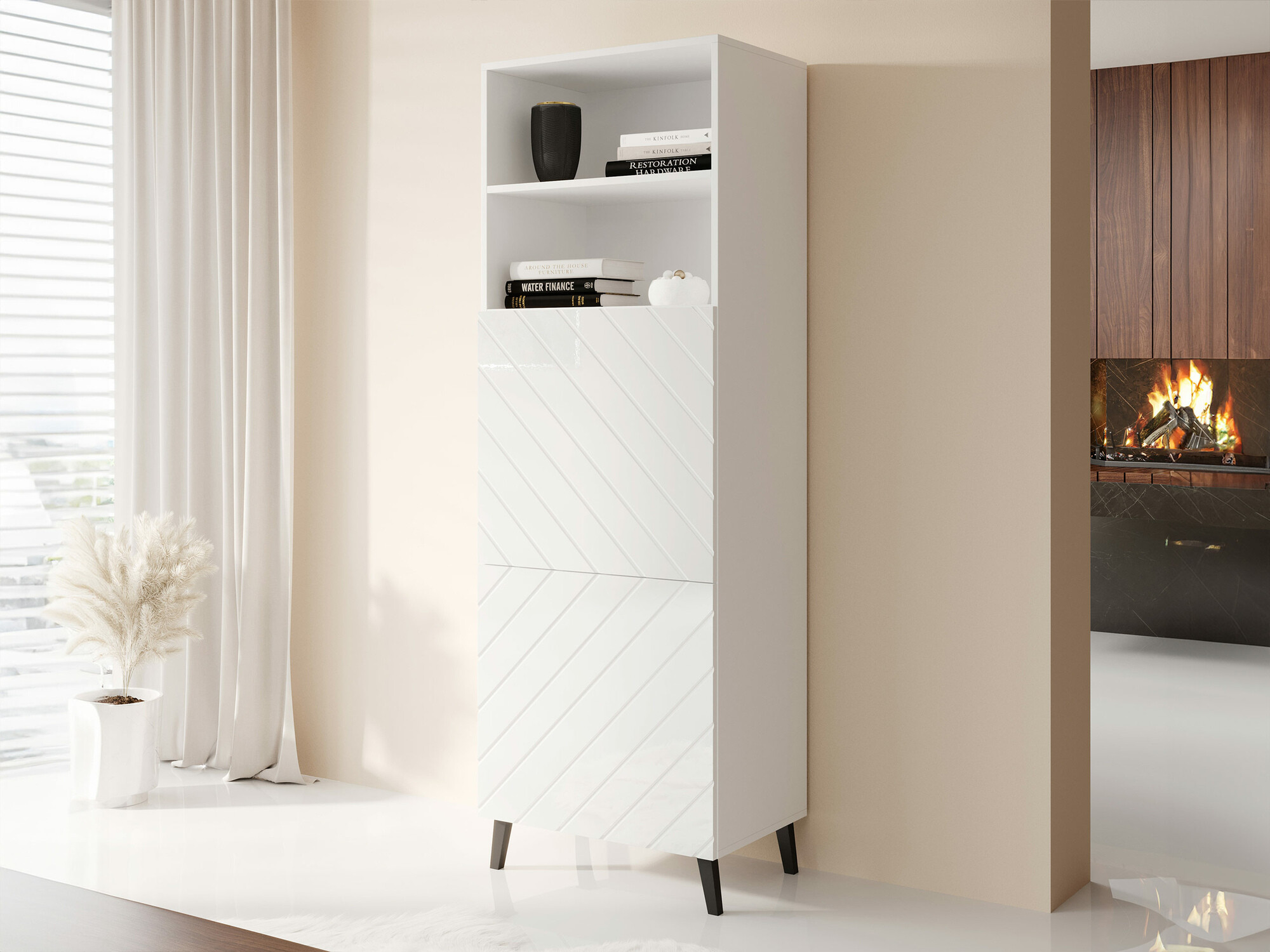 Етажерка Charlotte 178 (Бял + Бял гланц)