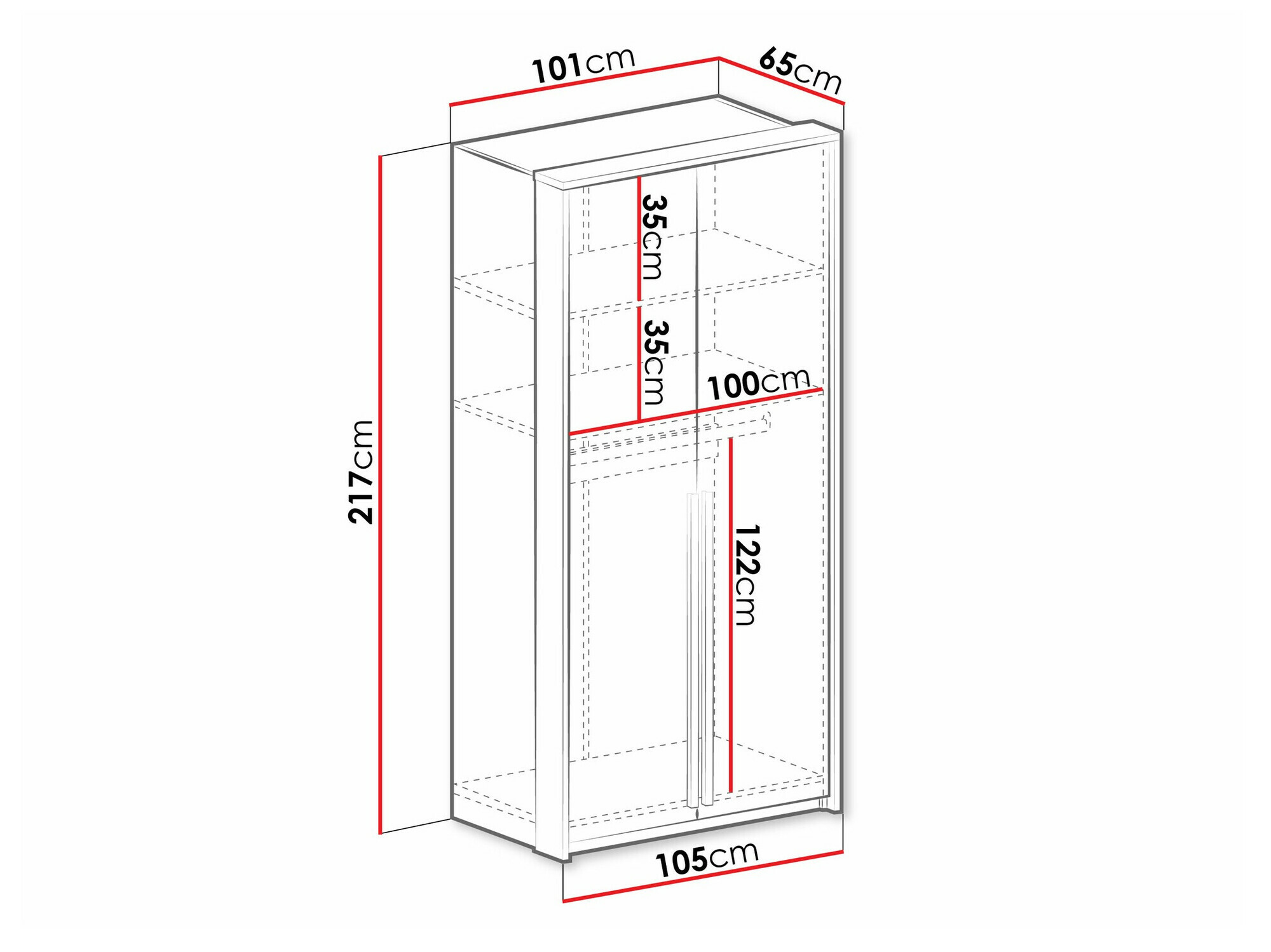 Гардероб Calcalo 100 (Бял)