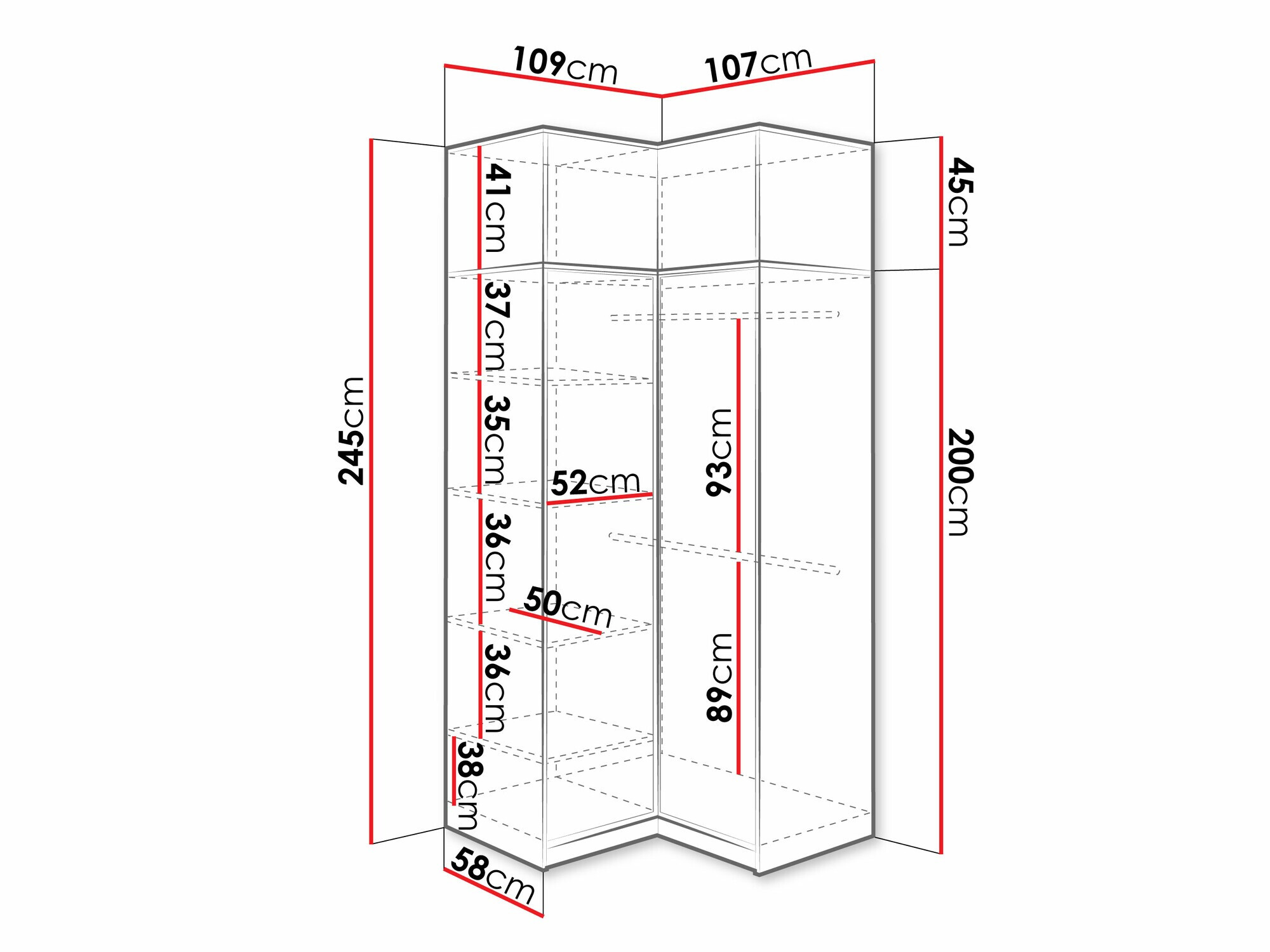 Ъглов гардероб Dortivu 161