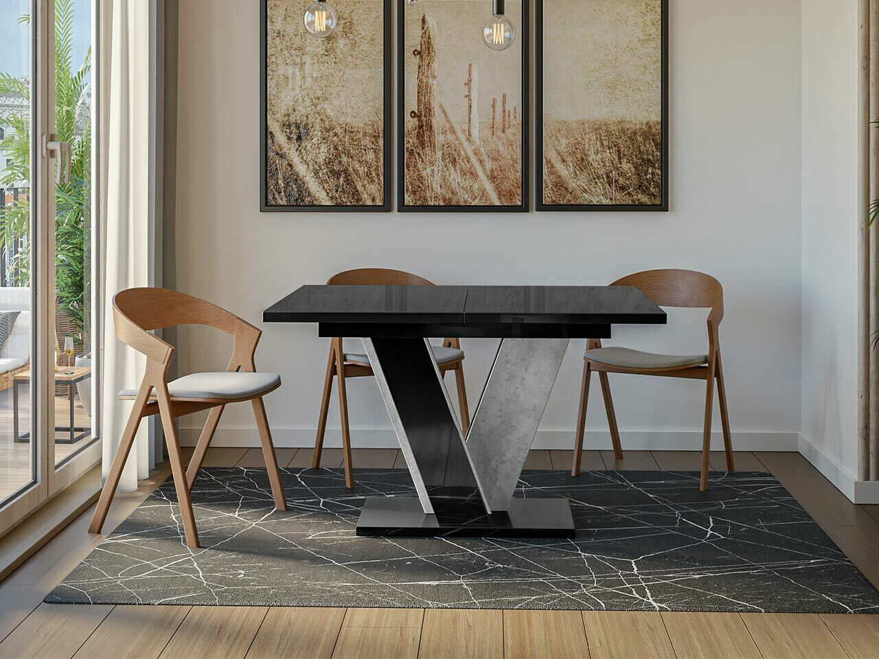 Маса Goodyear 125 (Черен гланц + Бетон)