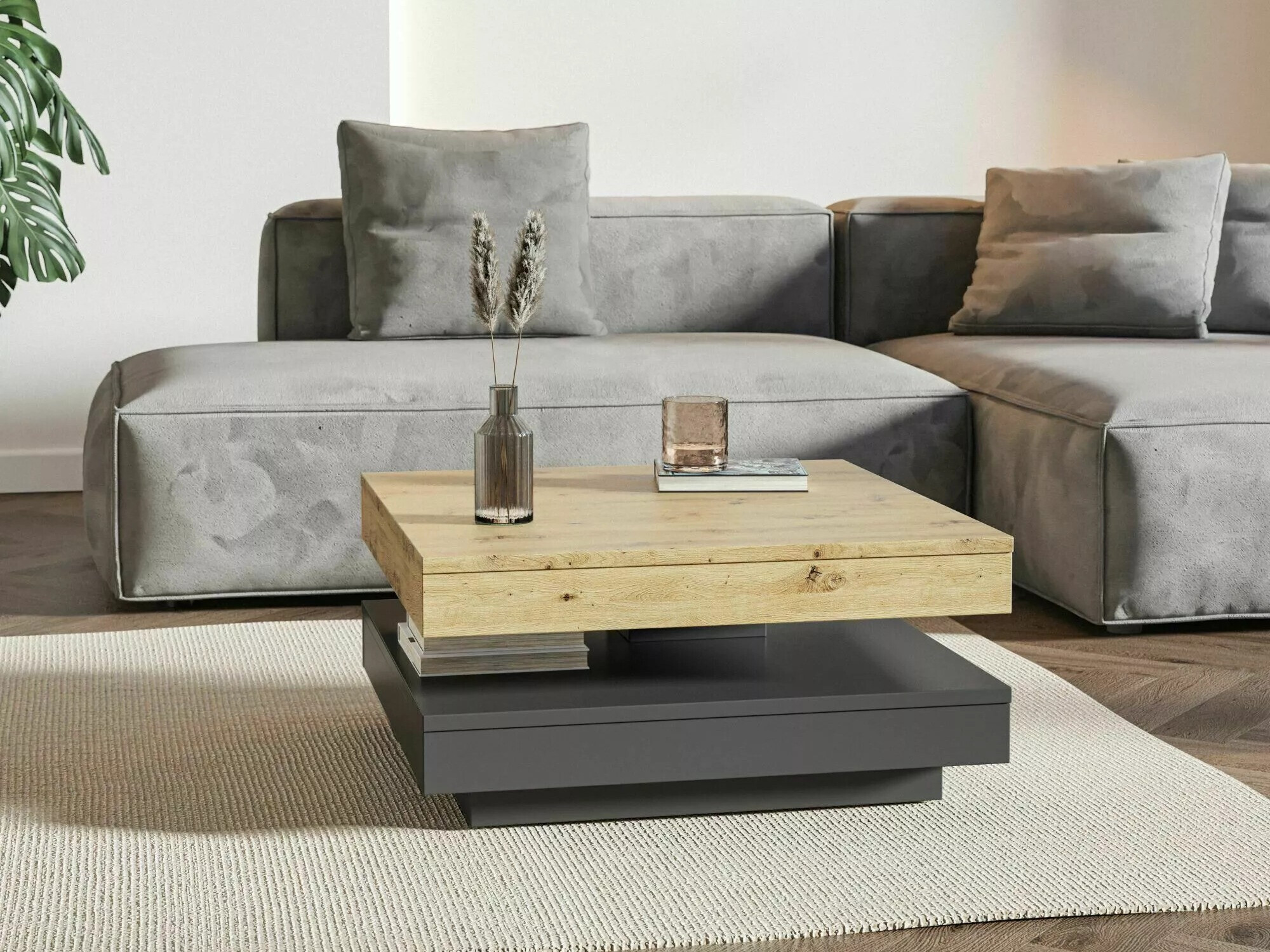 Трансформираща се масичка за кафе Detroit 579 (Artisan дъб + Антрацит)