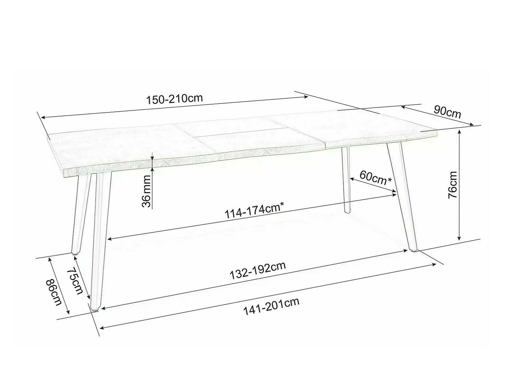 Маса Detroit 584 (Дъб)