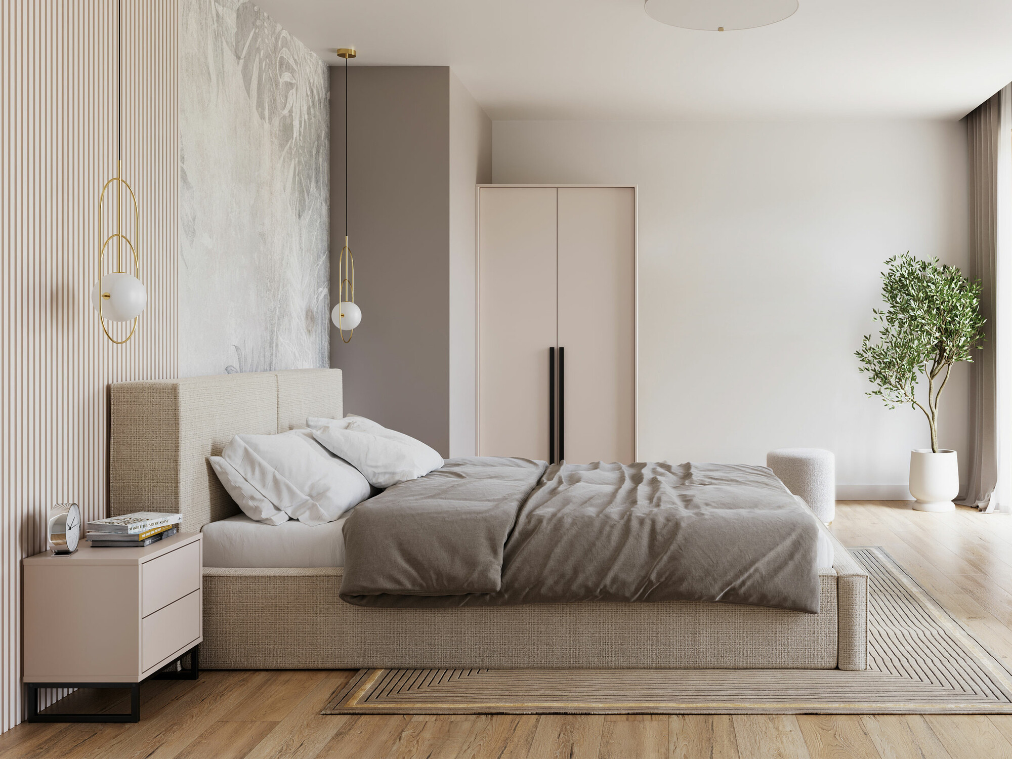 Комплект за спалня Calcalo 111 (Бежов)