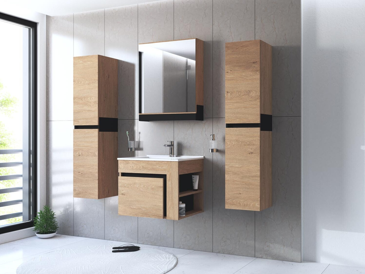 Шкаф за баня с огледало Fenetra 103