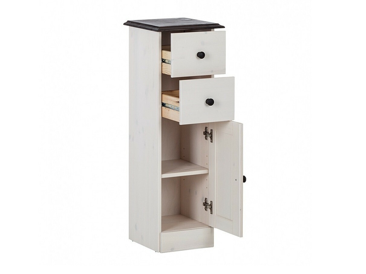 Стоящ шкаф за баня Deletri 110 (Бял + Havana Дъб)