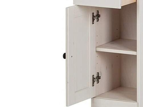 Стоящ шкаф за баня Deletri 110 (Бял + Havana Дъб)