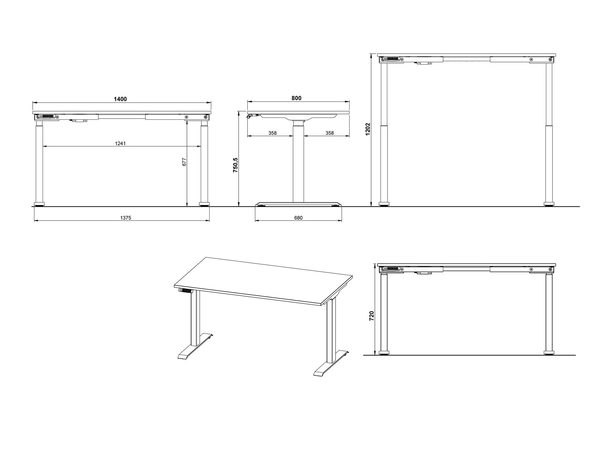 Офис бюро с регулируема височина Feltoru 110 (Графит)