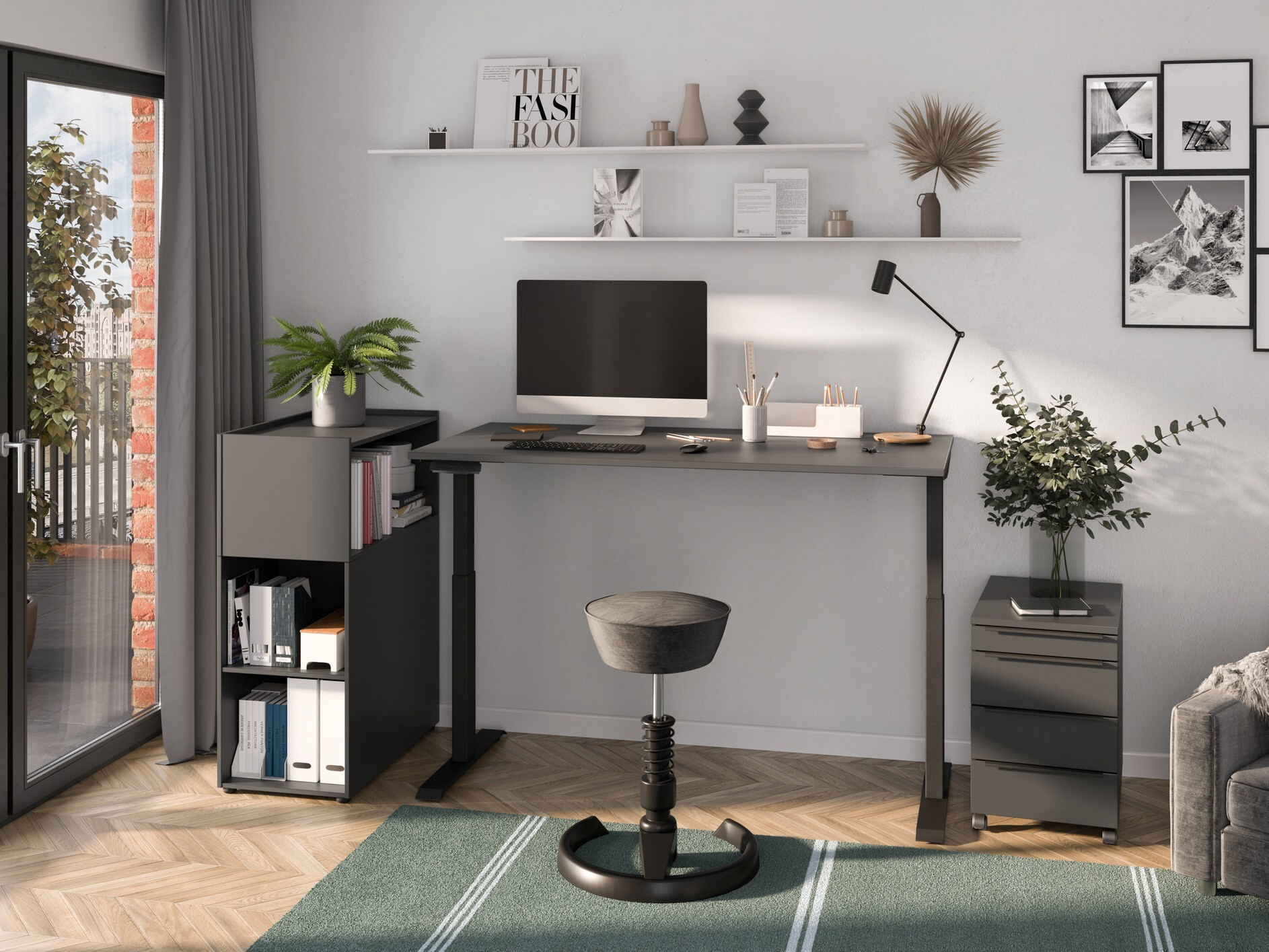 Офис бюро с регулируема височина Feltoru 112 (Графит)