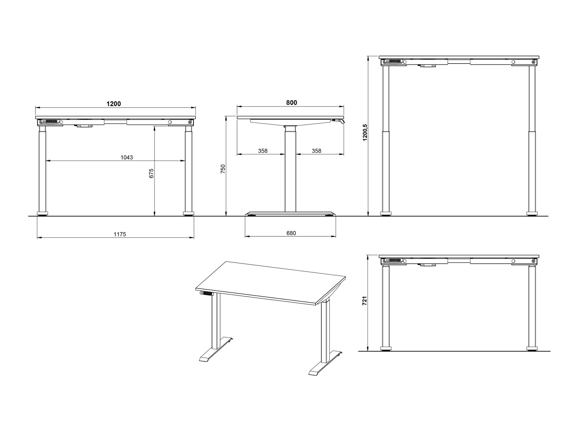 Офис бюро с регулируема височина Feltoru 112 (Графит)