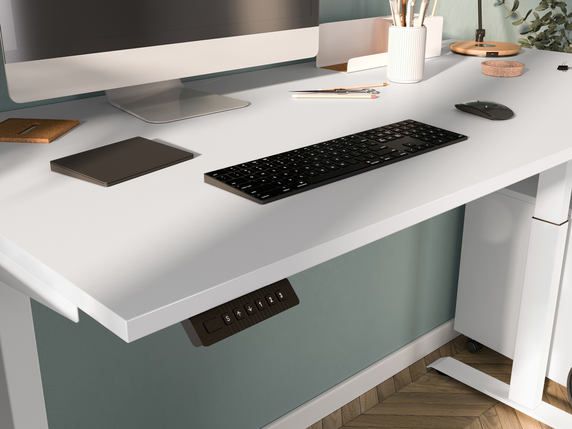 Офис бюро с регулируема височина Feltoru 113 (Бял)