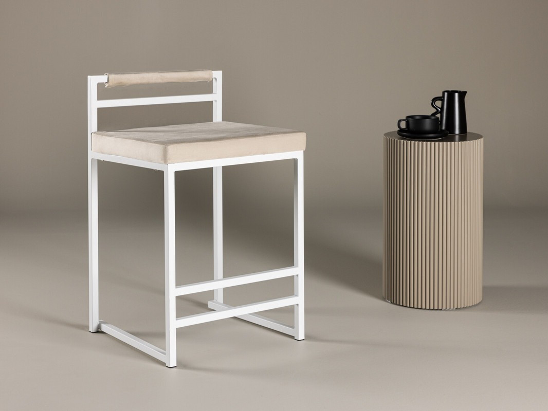 Нисък бар стол Dallas 4519 (Бял + Бежов)