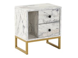 Нощно шкафче Novato 109 (Бял мрамор + Златно)