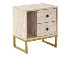Нощно шкафче Novato 109 (Светъл Travertine + Златно)