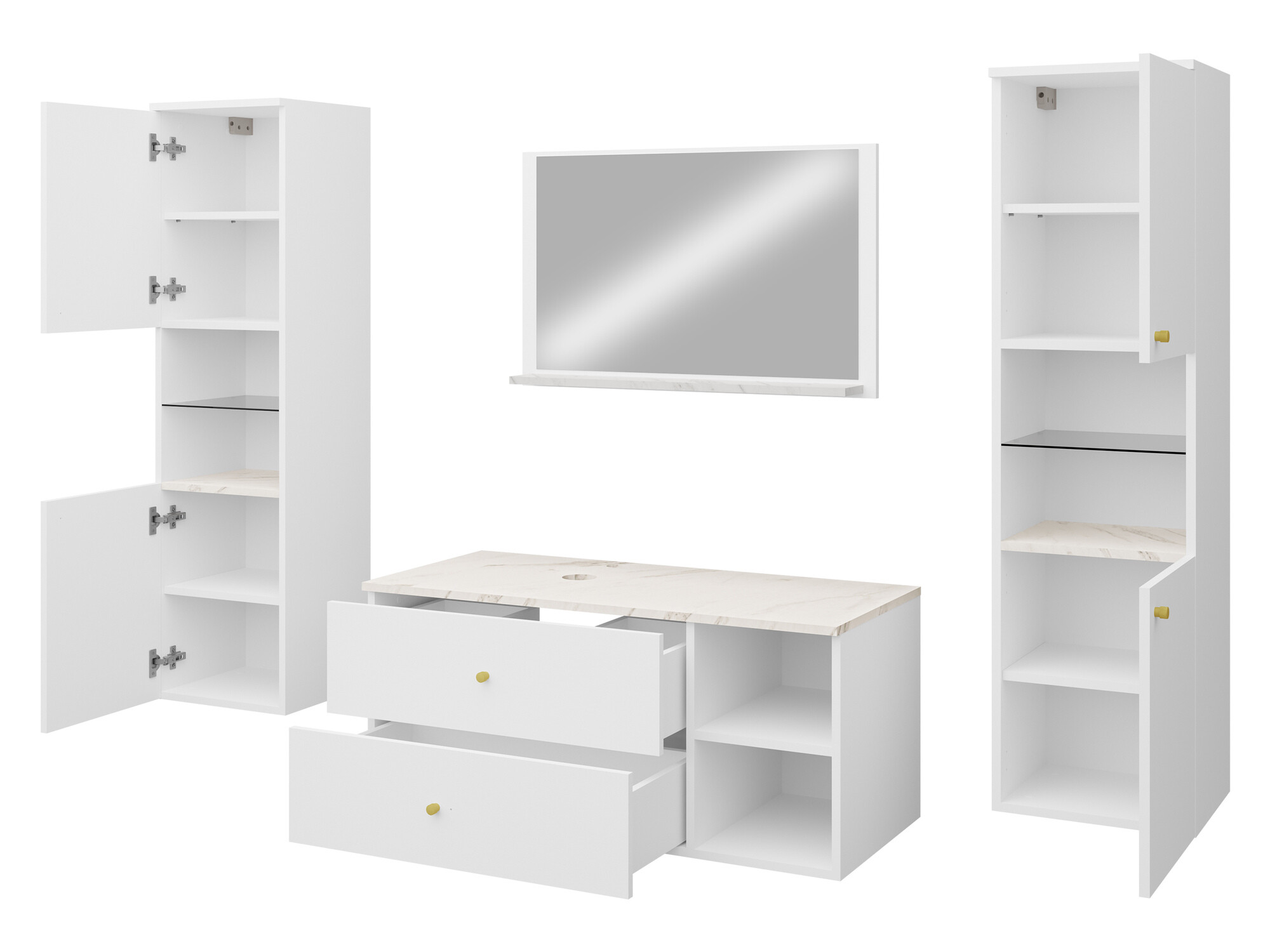 Комплект за баня Salus III (Орех + Бял мрамор)