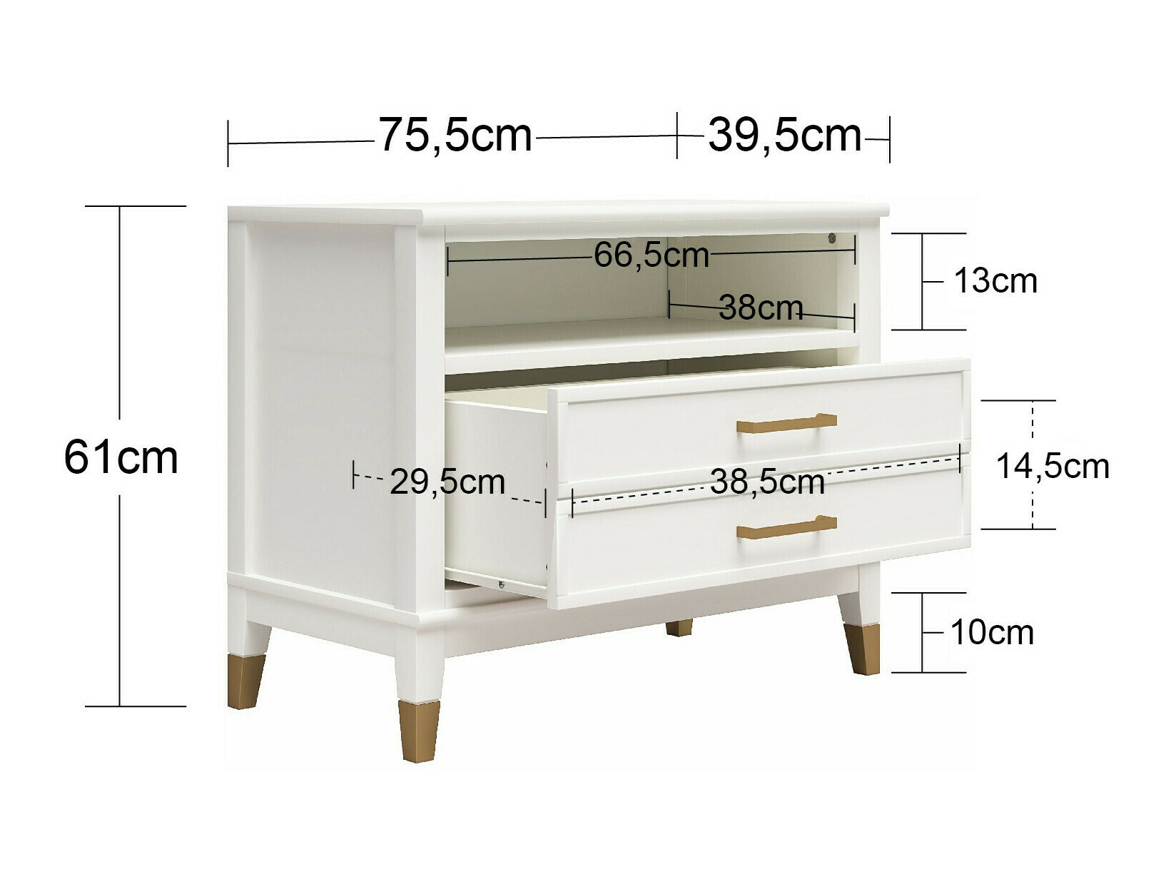 Нощно шкафче CosmoLiving by Cosmopolitan Belromu 107 (Бял)