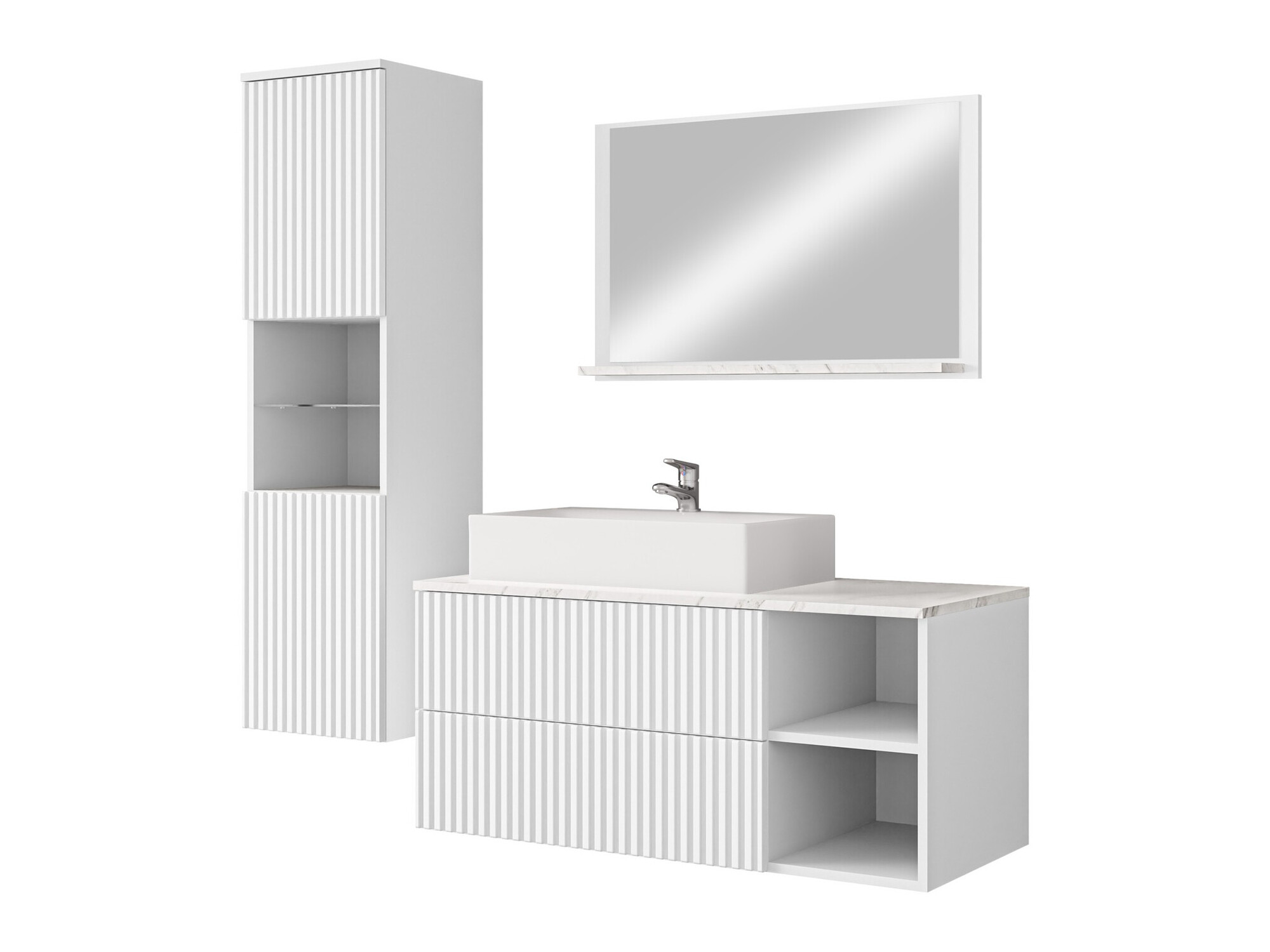 Комплект за баня Nauta I (Бял + Бял мрамор)