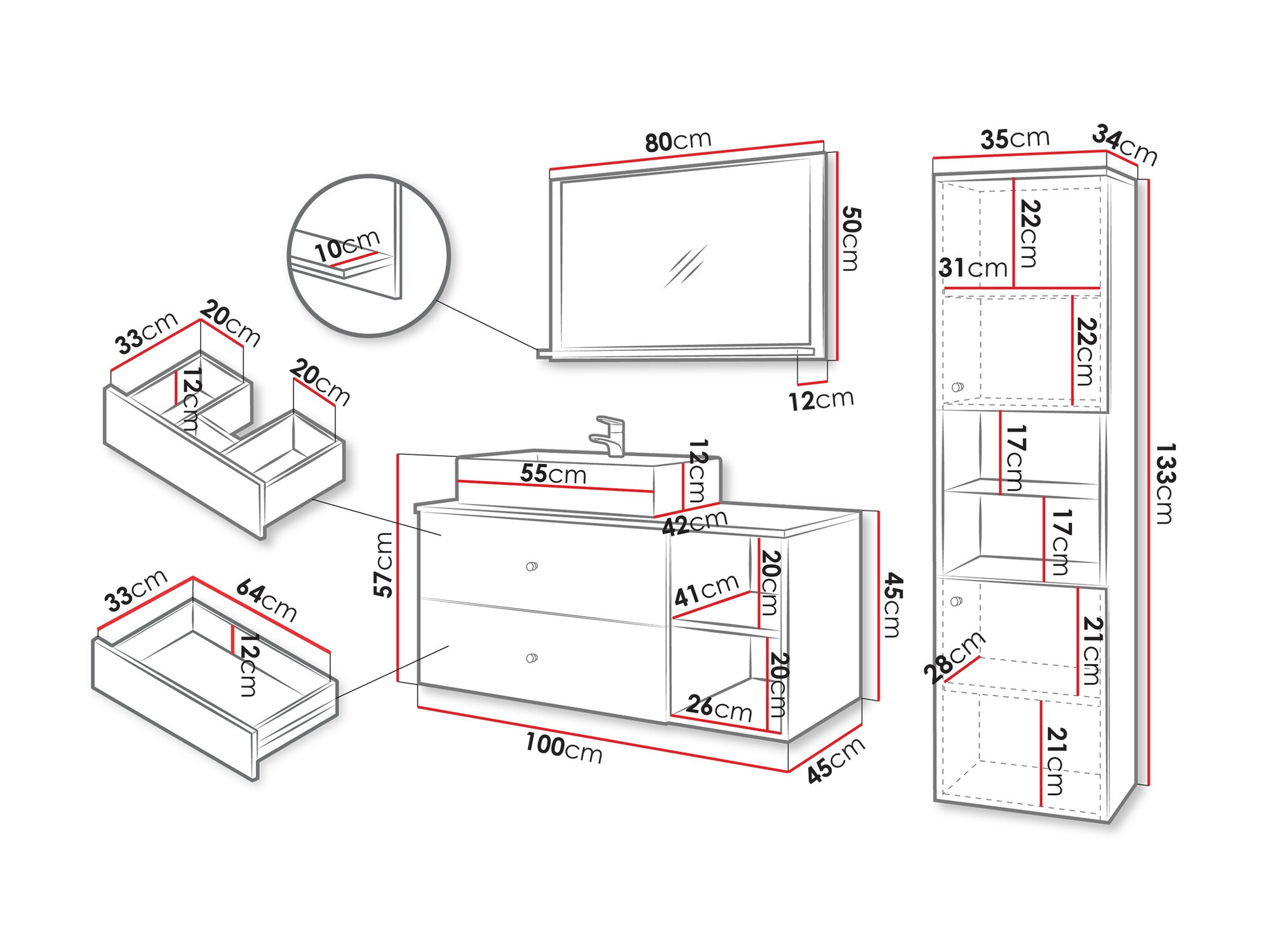 Комплект за баня Ophruvi 101 (Бял)