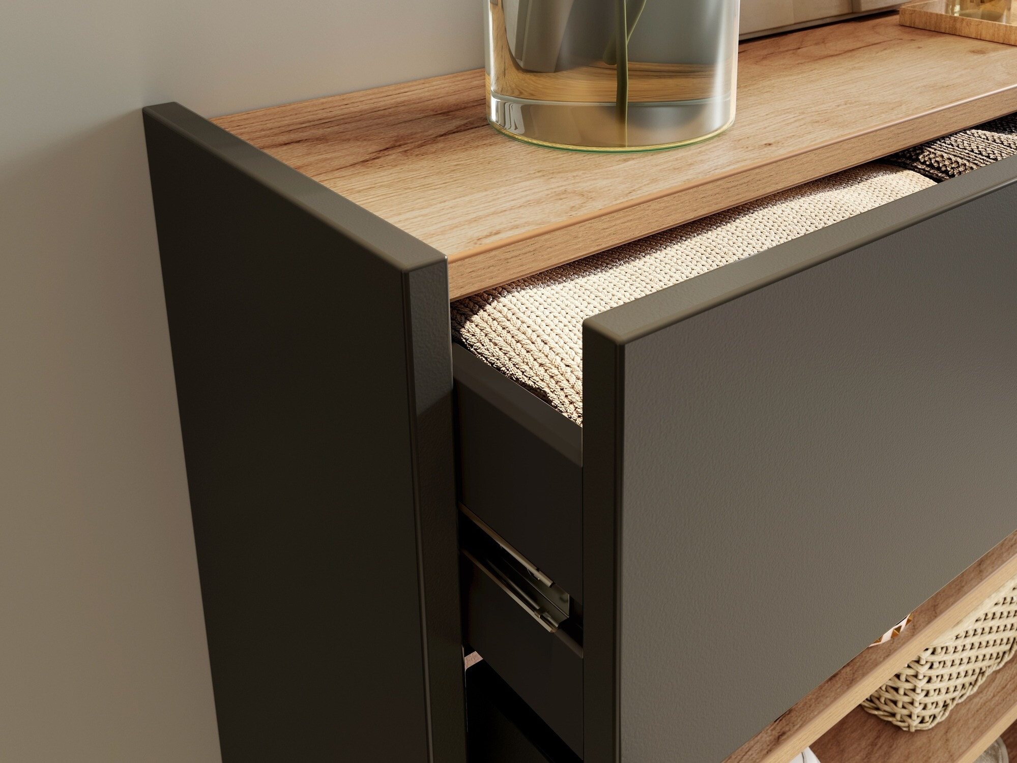 Етажерка за обувки Cirsale 110 (Графит + Navarra дъб)