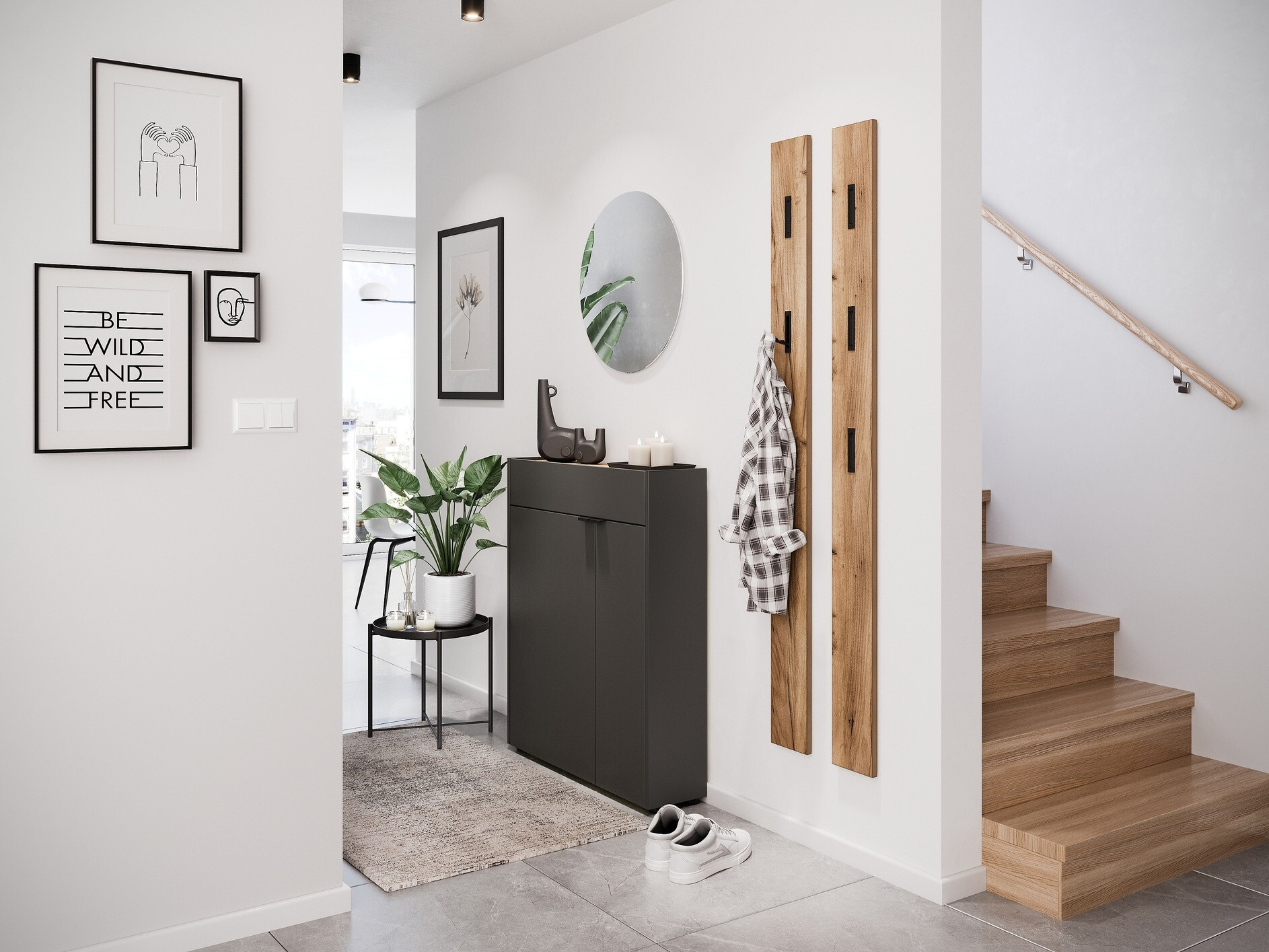 Етажерка за обувки Cirsale 110 (Графит + Navarra дъб)