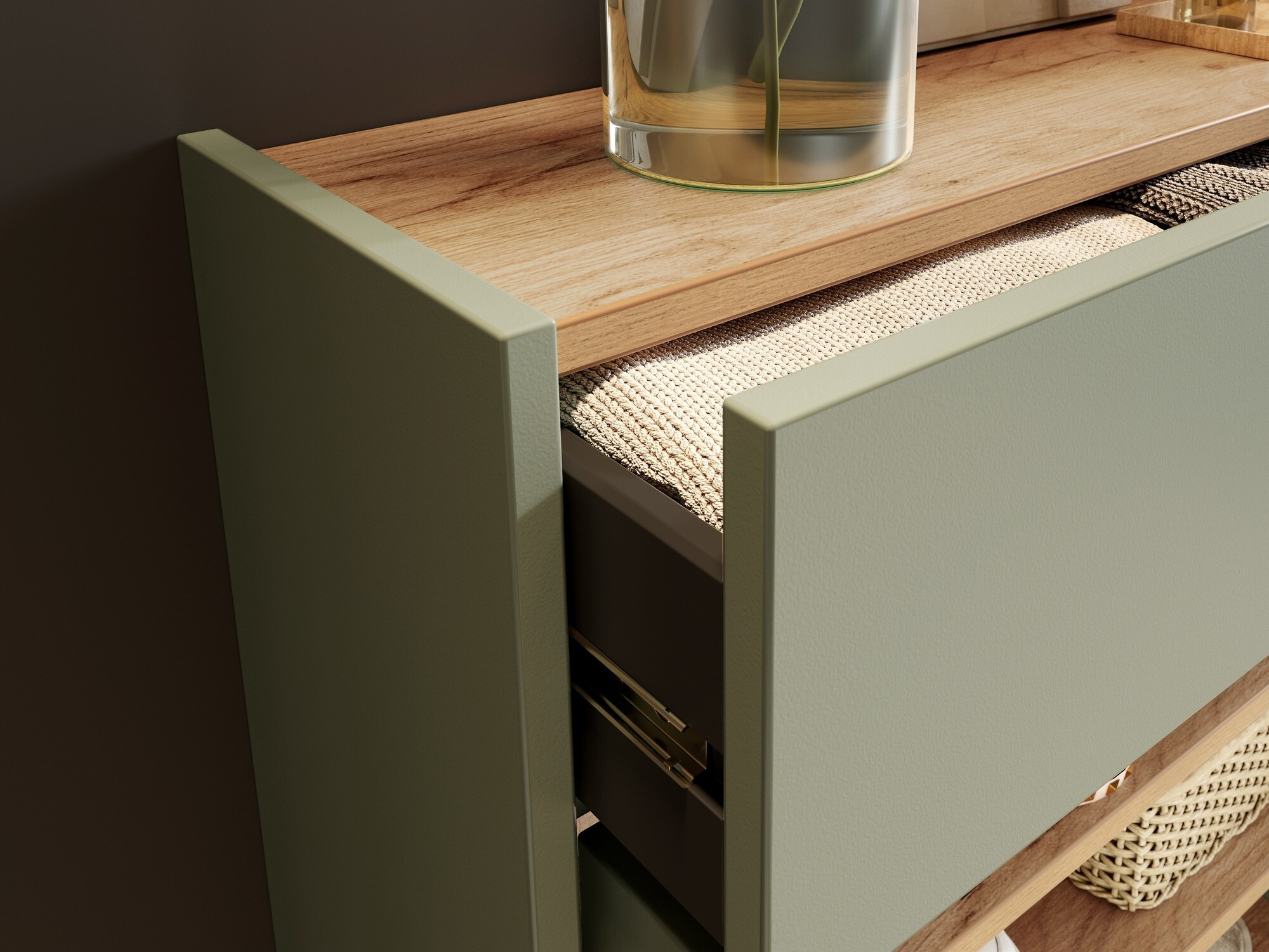 Етажерка за обувки Cirsale 110 (Пепеливо зелен + Navarra дъб)