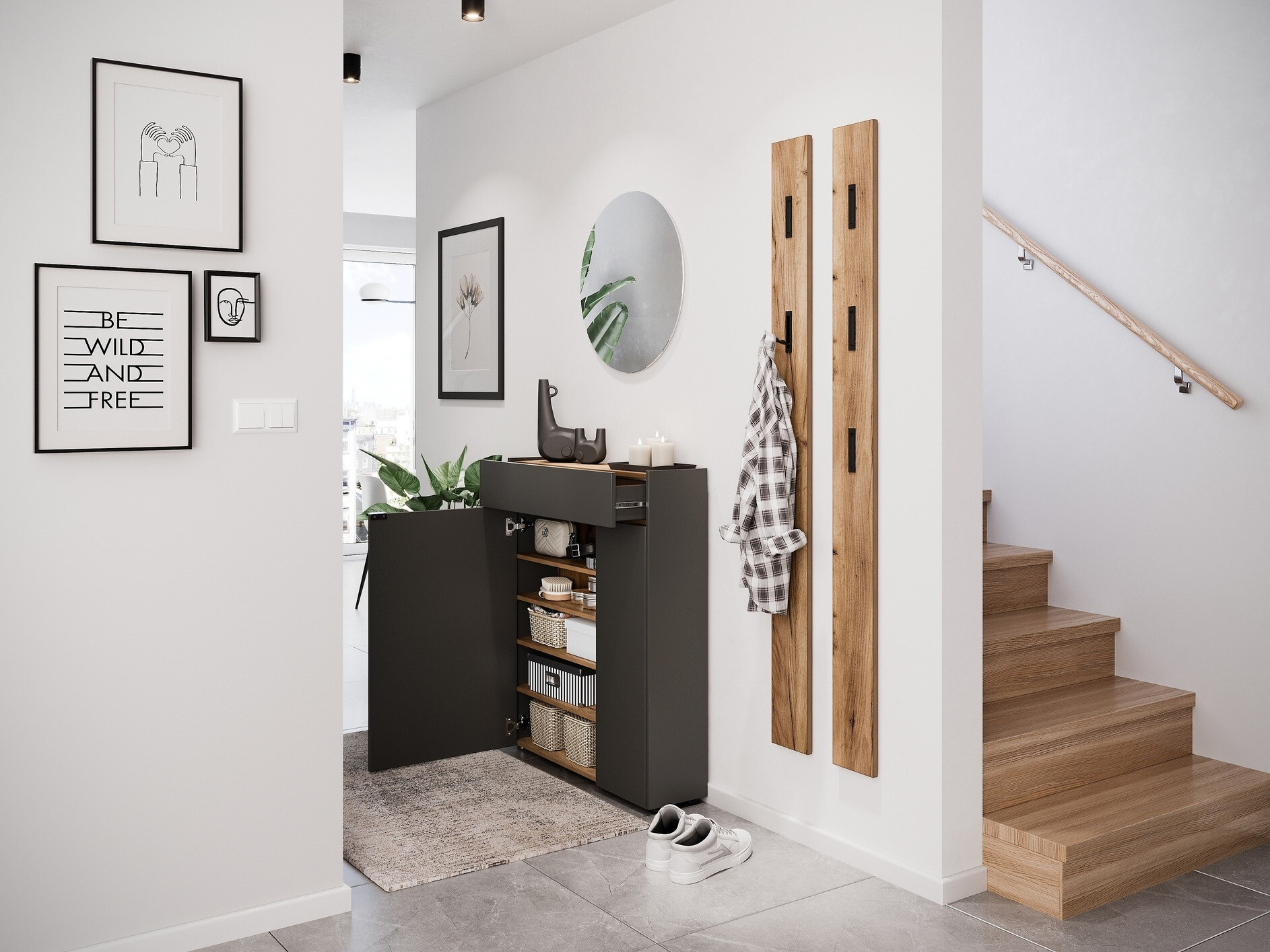 Комплект за антре Cirsale 111 (Графит + Navarra дъб)