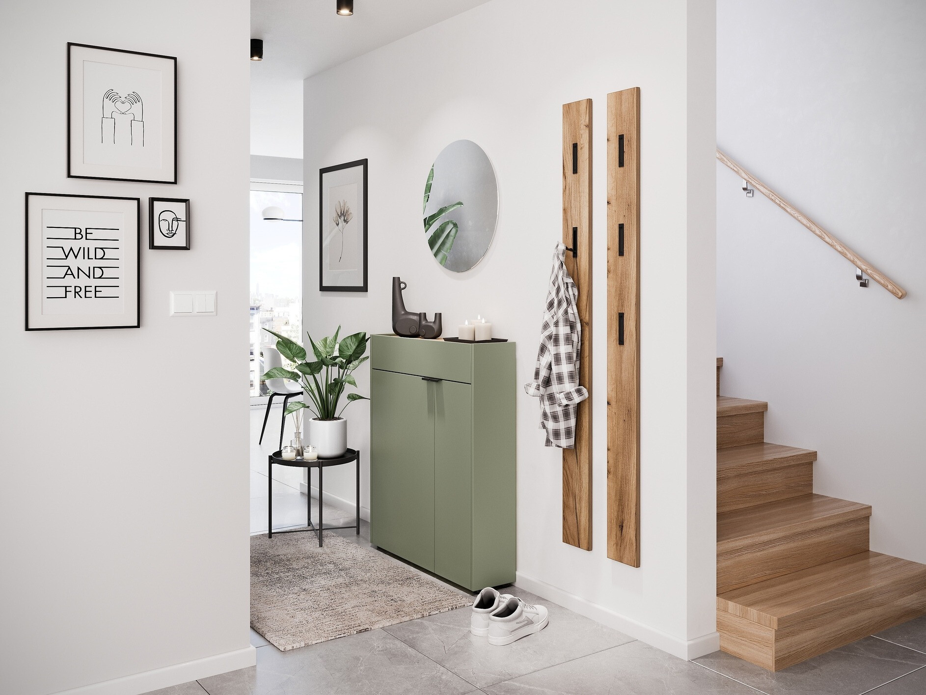 Комплект за антре Cirsale 111 (Пепеливо зелен + Navarra дъб)