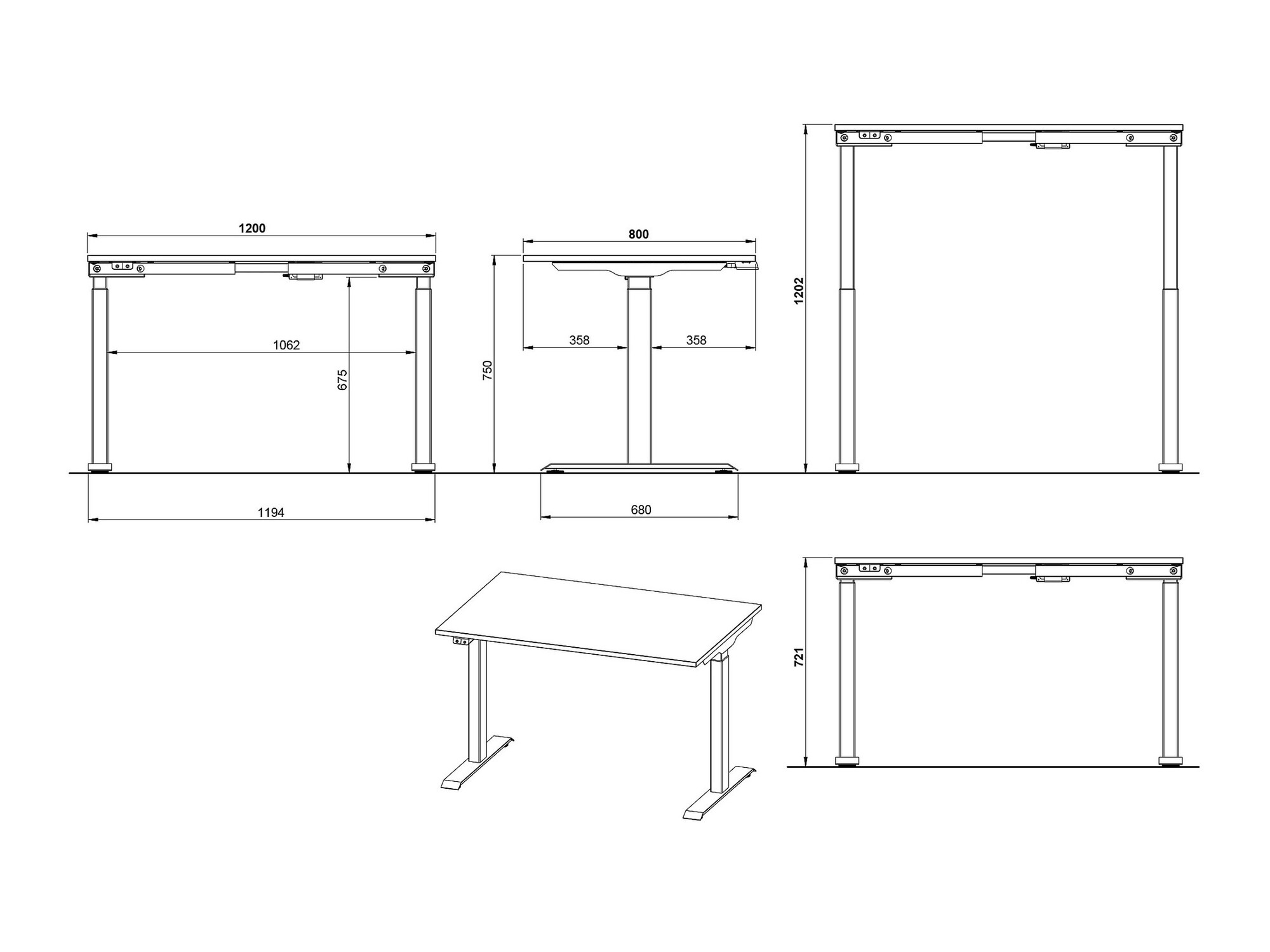 Офис бюро с регулируема височина Vesbeno 104 (Кашмир + Черен)