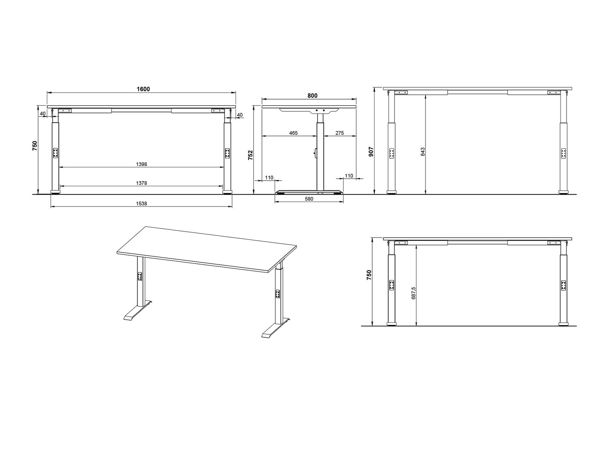 Офис бюро Vesbeno 110 (Графит + Черен)