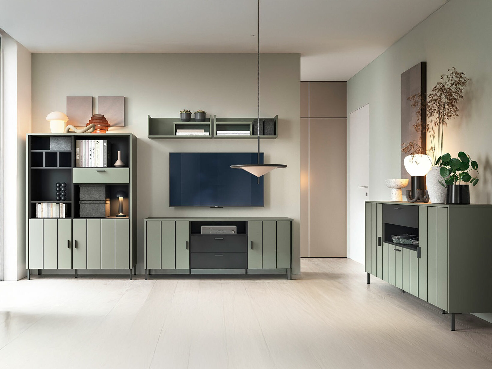 ТВ шкаф Morelmi 100 (Зелен + Антрацит)