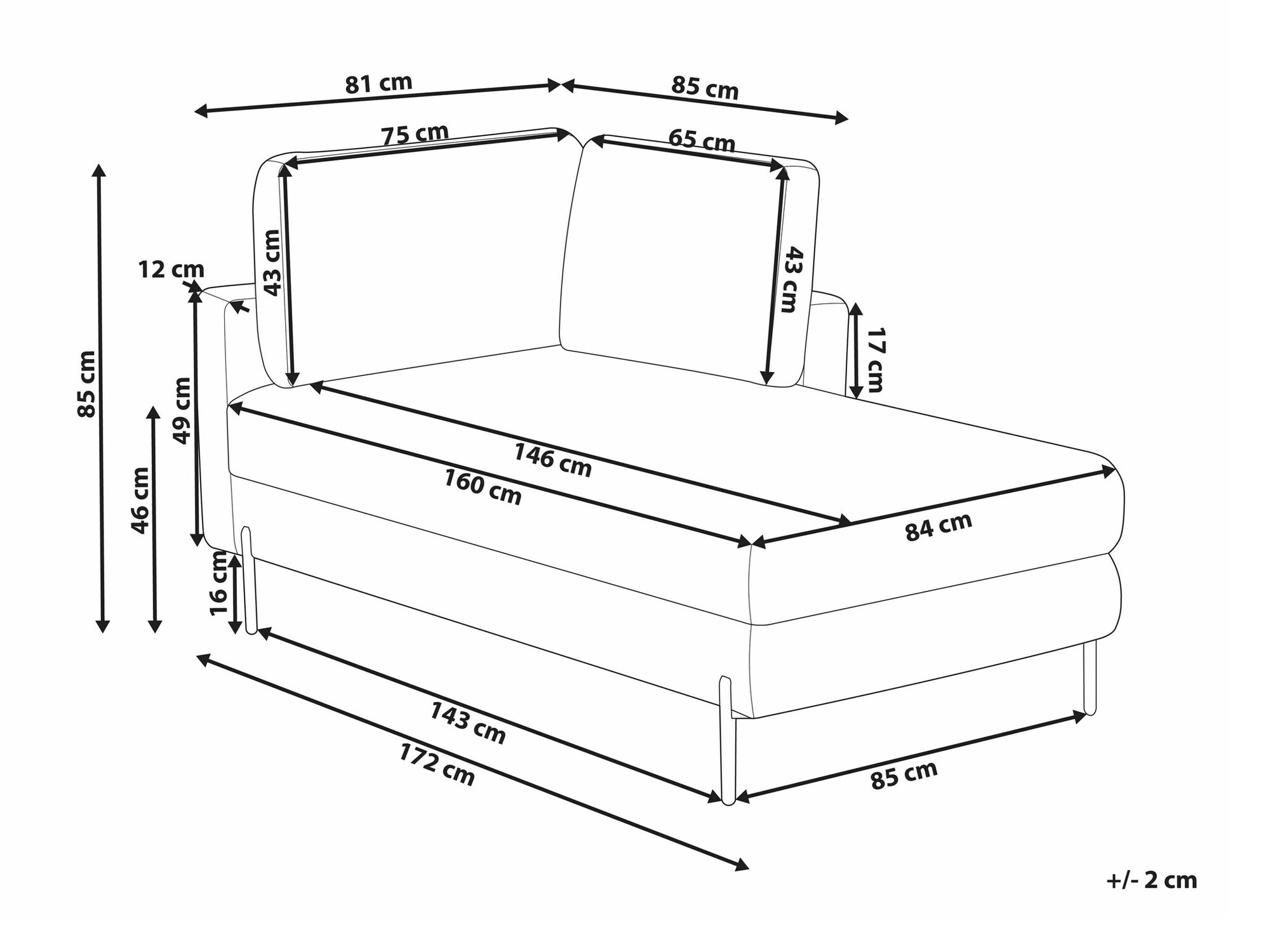Кушетка Berwyn 2212 (Кафяв)