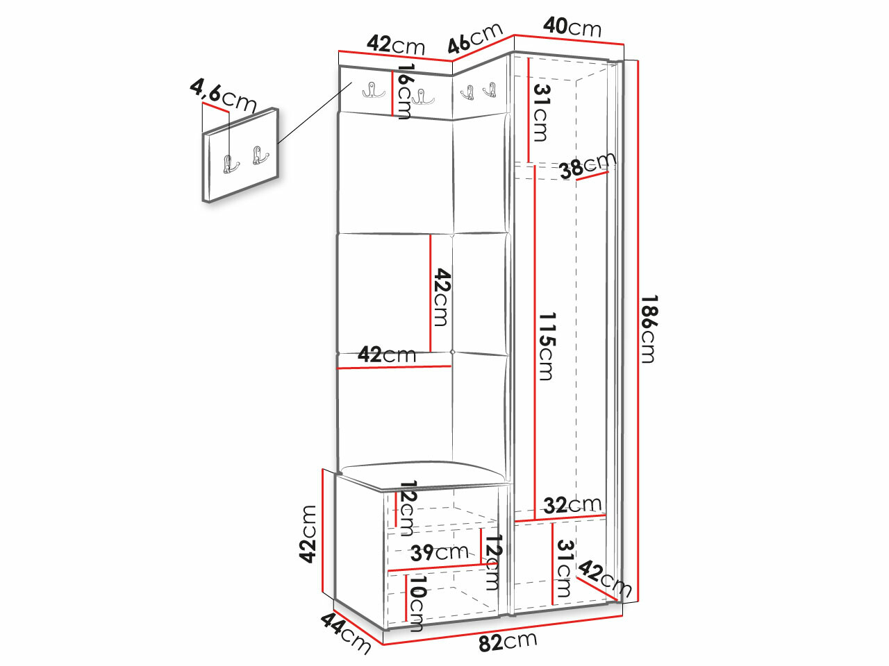 Комплект за антре Hartford 381 (Черен)