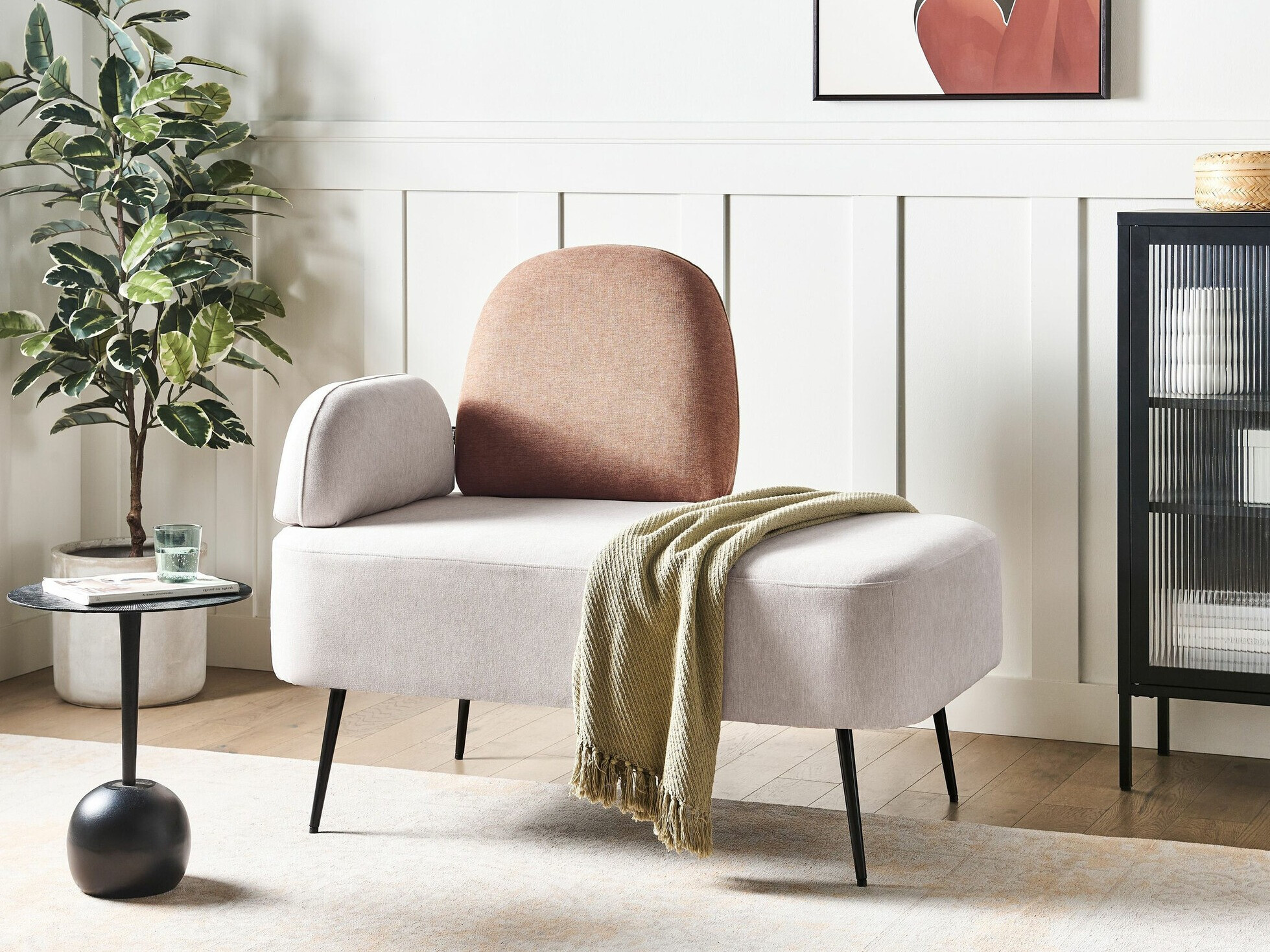 Кушетка Berwyn 1729 (Бял + Кафяв)