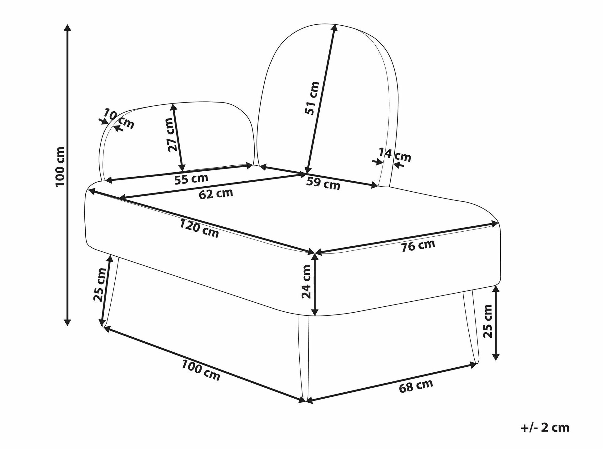 Кушетка Berwyn 1729 (Бял + Кафяв)