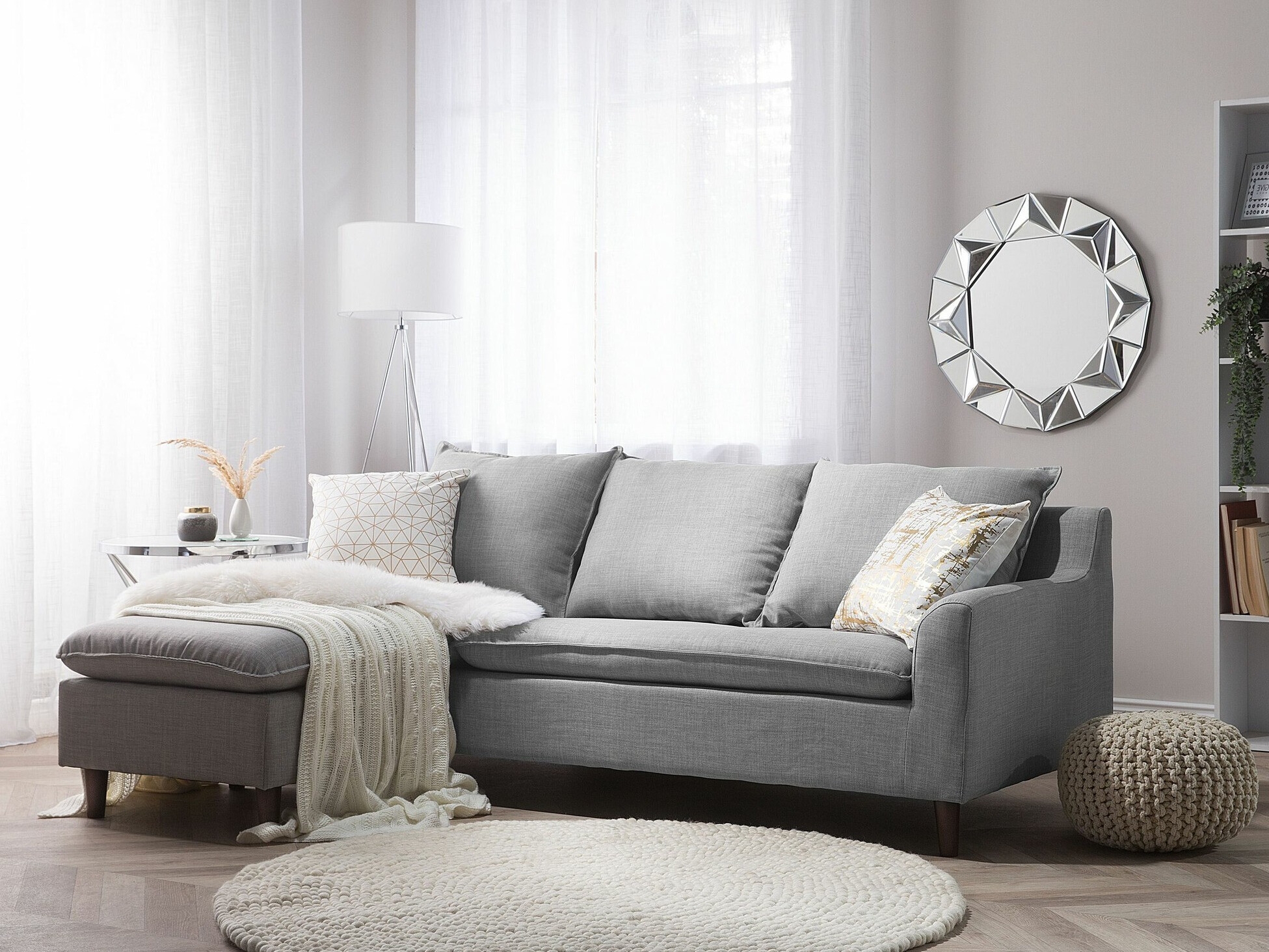 Ъглов диван Berwyn 1395 (Светло сив)