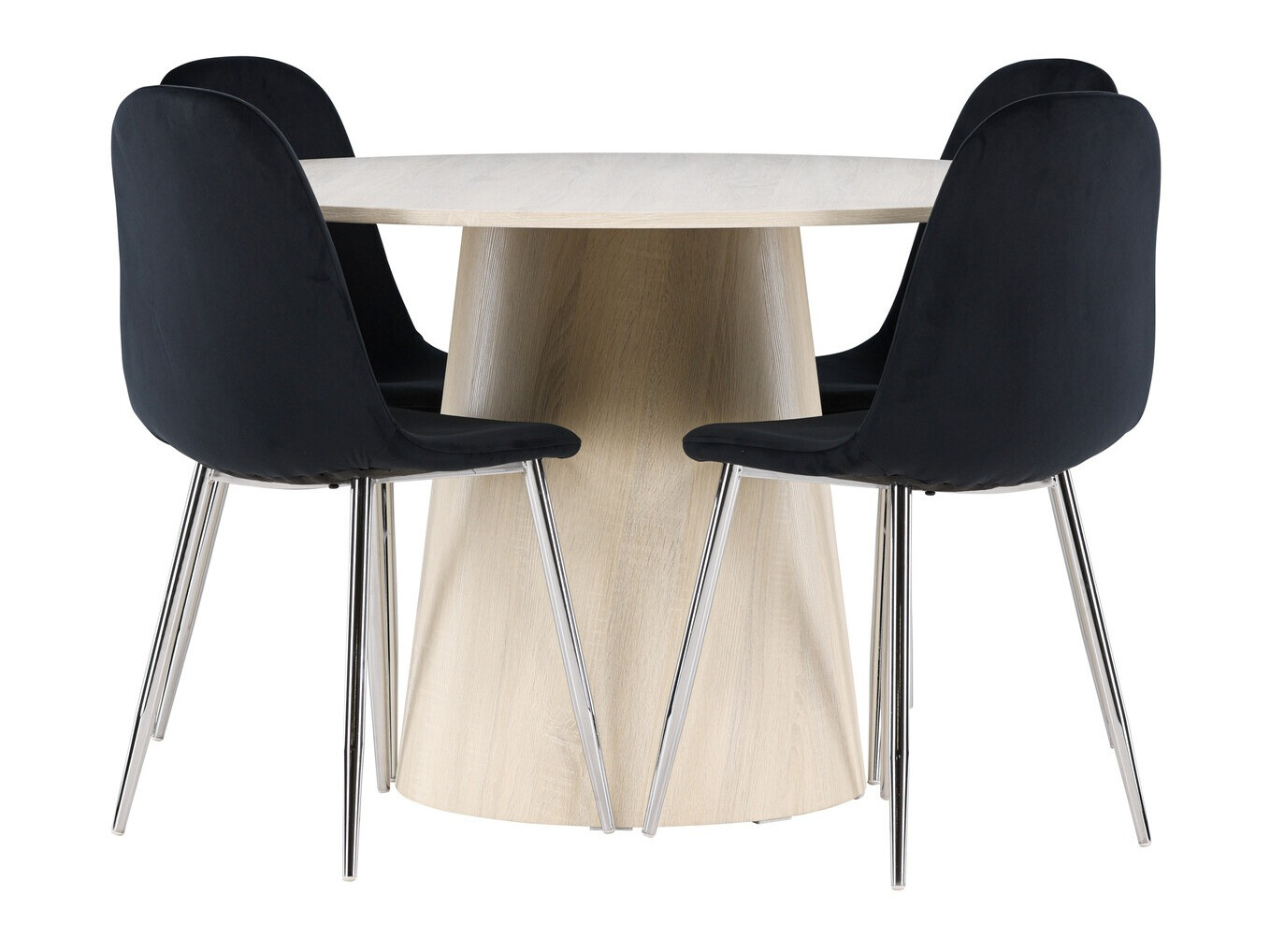 Маса и столове за трапезария Dallas 4556 (Черен + Сребро)