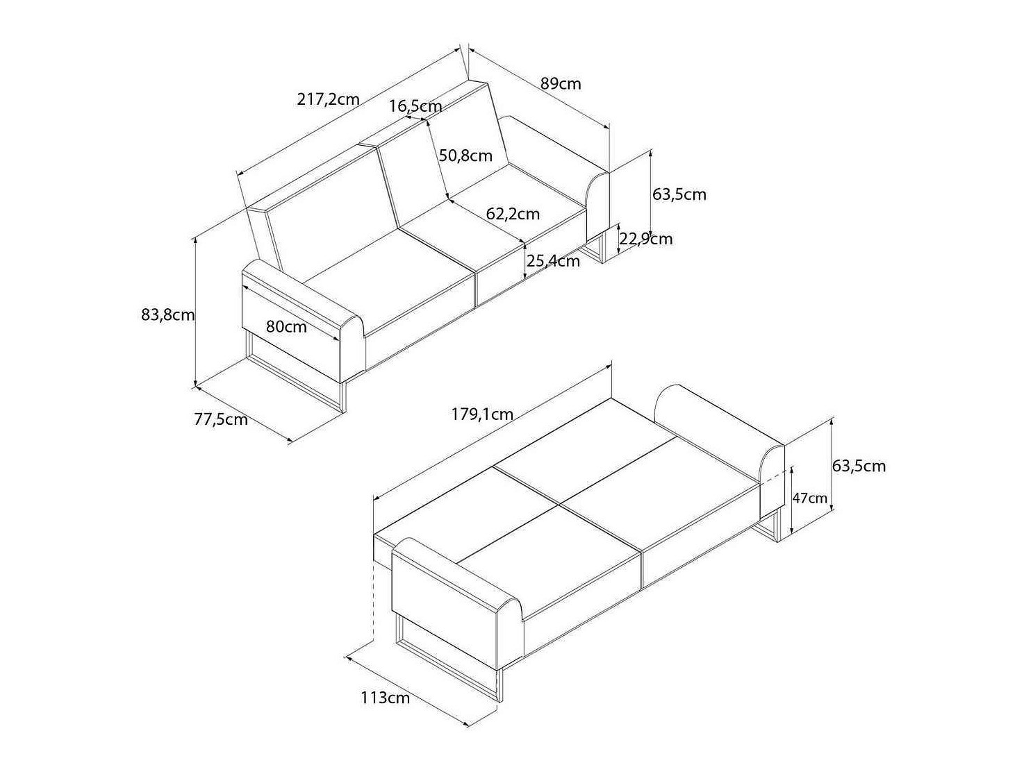 Разтегателен диван CosmoLiving by Cosmopolitan 125 (Черен + Зелен)