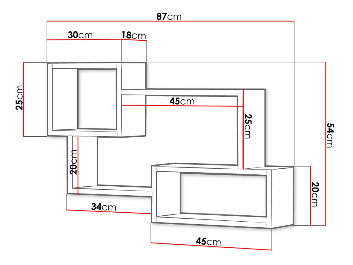 Стенна етажерка Sarasota 106 (Бетон + Бял)